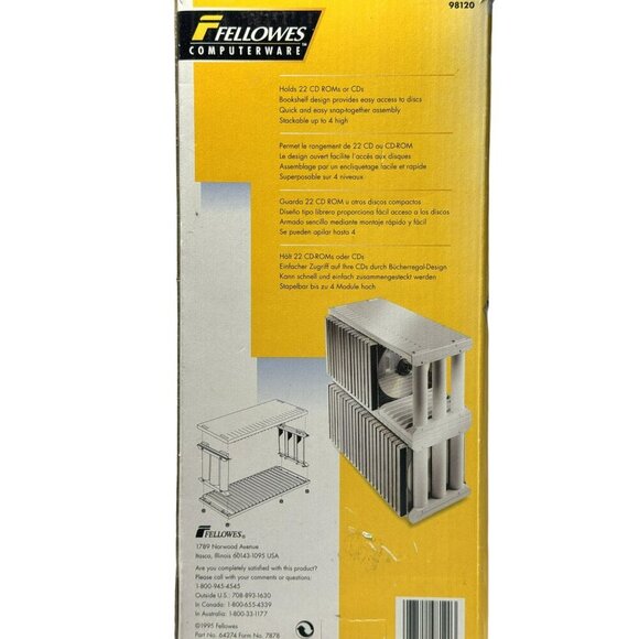 Fellowes Computerware Vintage CD Rack Holds 22 CDs Stackable Easy Snap Asembly - Picture 4 of 6